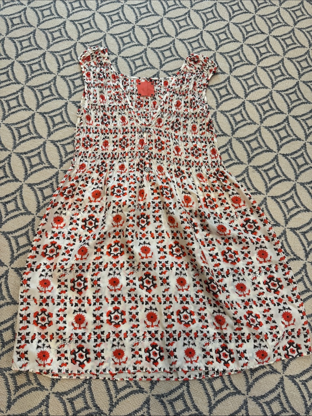 Free People smocked batik mini Floral Dress S